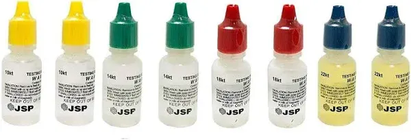 8 PC JSP Gold Testing Acid Solutions 10K 14K 18K 22K - 2 Bottles Each