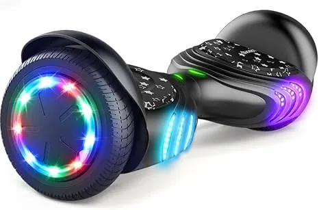 Tomoloo Hoverboard with Speaker and Colorful LED Lights Self-Balancing Scooter UL2272 Certified 6.5" Wheel