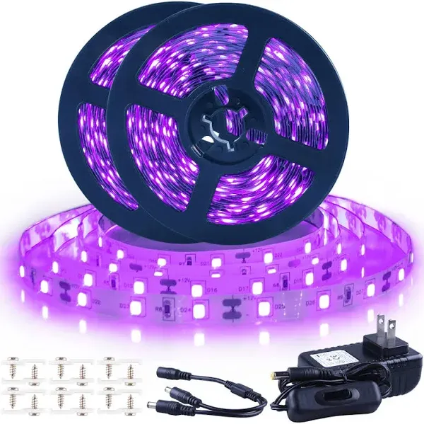 Ontesik Black Light Strip, 40ft/12m Flexible UV Black Light w/ LED Kit, 720lamp Beads, 12V UV Black Light, Indoor Dance, Bedroom