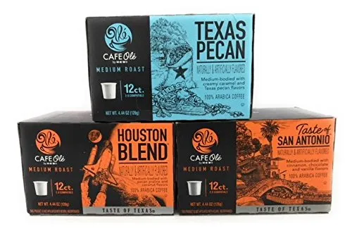 Cafe Ole Taste of Texas Gourmet Coffee K Cups Gift Assortment, 12ct. (36 Cups) 