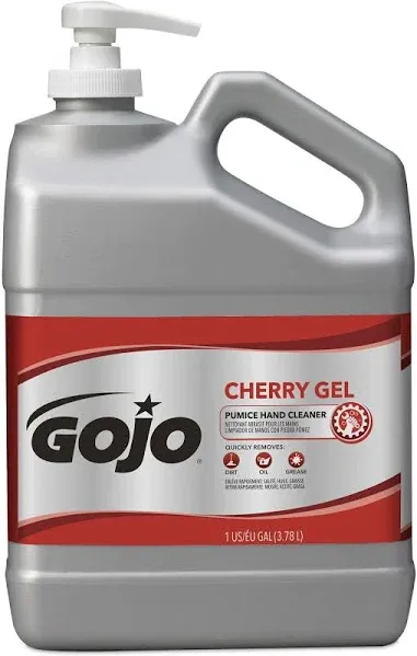 GOJO Cherry Gel Pumice Hand Cleaner, Cherry Fragrance, 1 Gallon Hand Cleaner with Pumice in Pump Bottle (Pack of 1) – 2358-02