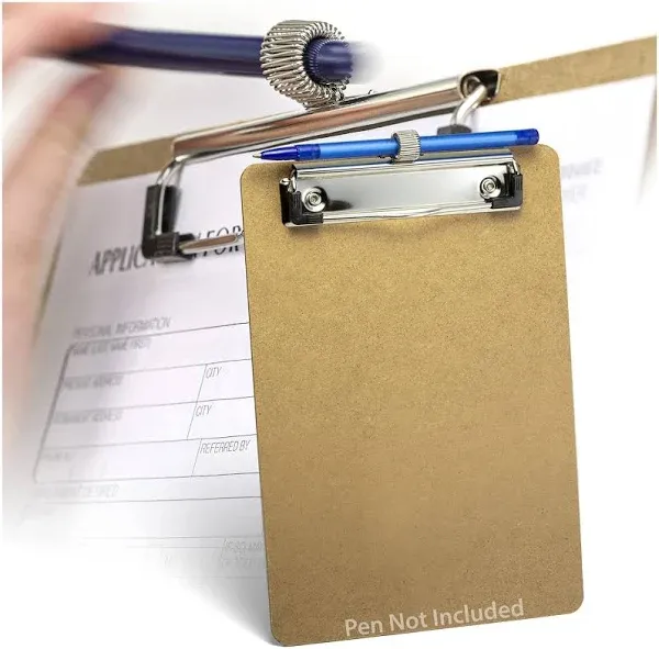 Officemate Wood Clipboard, Letter Size, Low Profile Clip with Pen Holder, 6 Pack (83826)