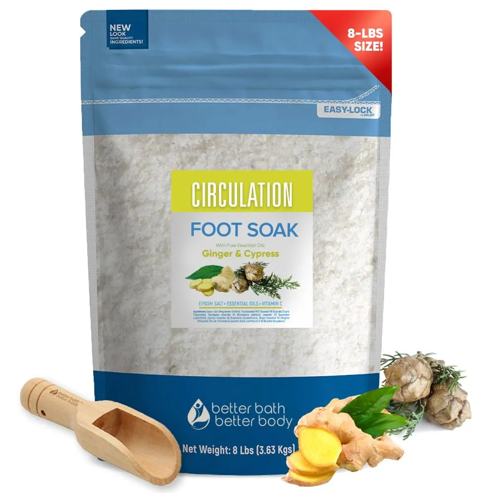 Circulation Foot Soak - Revitalizing with Epsom Salt, Ginger, & Eucalyptus Essential Oils - 2 lbs