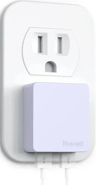 Nekmit Dual Port Ultra Thin Flat USB Wall Charger with Smart IC White