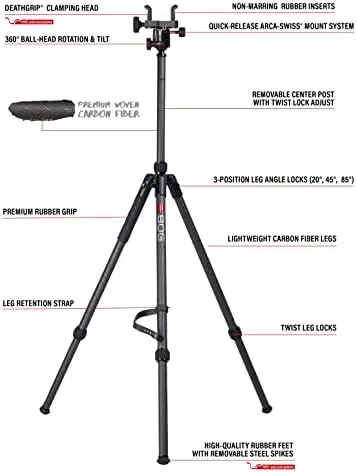 BOG Deathgrip Sherpa Carbon Fiber Tripod with Heavy Duty Construction, 360 Degre