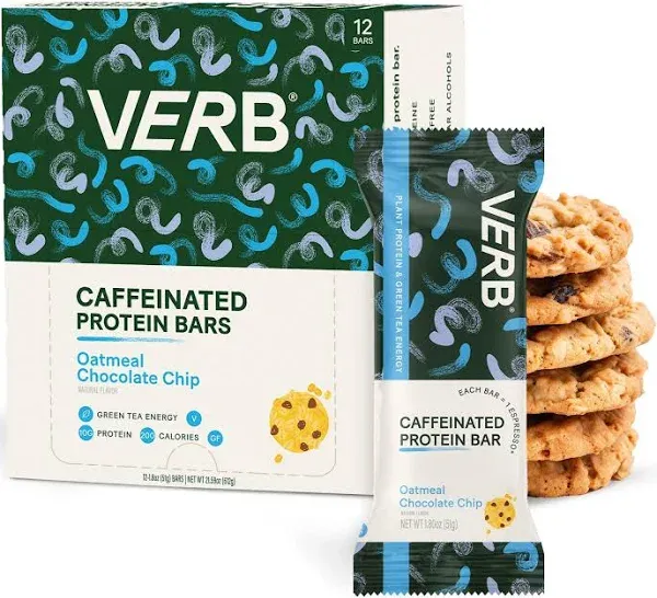 Verb Energy Oatmeal Chocolate Chip Caffeinated Protein Bars