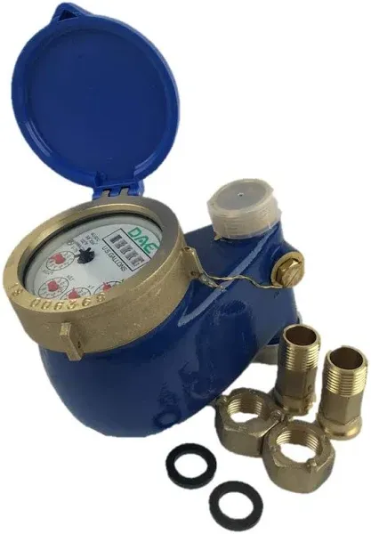 Dae V-75 Vertical Water Meter, 3/4 NPT Couplings, Measuring in Gallons