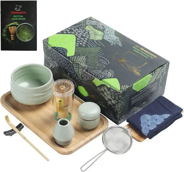 TEANAGOO Matcha Tea Set Japanese Tea Set Matcha Bowl Matcha Bamboo Whisk Scoop Sifter Matcha Whisk Holder Matcha Whisk Stand Matcha Whisk Set