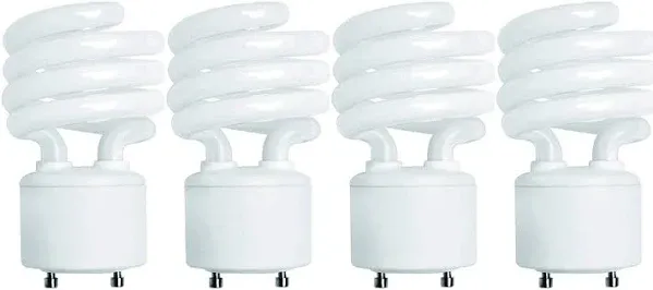 (4 Pack) 13 Watt Mini Spiral - GU24 Base - (60W Equivalent) - T2 Mini-Twist - CF