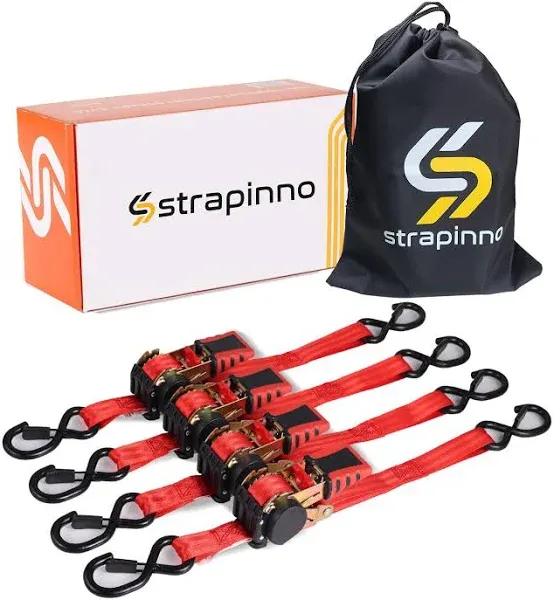 Retractable Ratchet Straps 1 in X 10 Ft, Secure Tie-Downs with Rubber-Coated Ste