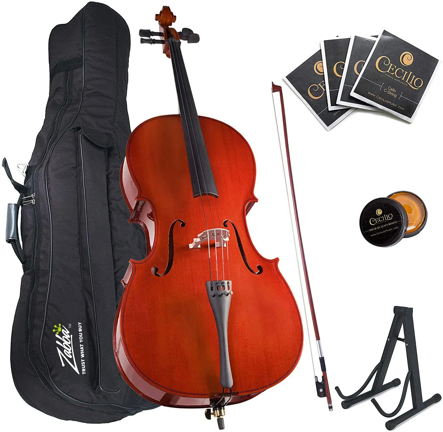 Cecilio 4/4 CCO-100 Beginner Acoustic Cello W/Stand &amp; Bag Mahogany New Read