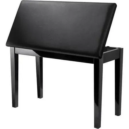 Donner Duet Piano Bench with Storage, Solid Wooden Keyboard Bench Piano Bookcase Stool Chair Seat with High-Density Sponges Padded Cushion, Black