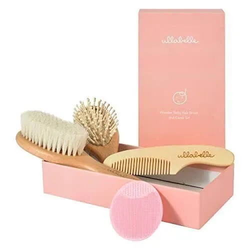 Ullabelle 4 Piece Wooden Baby Hair Brush and Comb Set