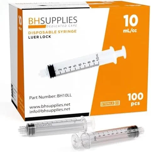 10ml Syringe Sterile with Luer Lock Tip BH Supplies - No Needle IND