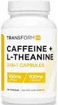 TransformHQ, Essentials, Caffeine + L-Theanine, 180 Capsules