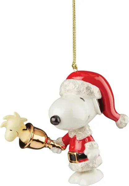 LENOX PEANUTS NWT SNOOPY RINGING BELL PORCELAIN CHRISTMAS ORNAMENT