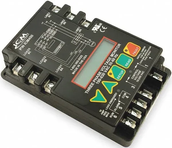 ICM Controls ICM450 3-Phase Monitor, 25-Fault Memory, LCD Setup and Diagnostics, Fault Identification (Single Pack)