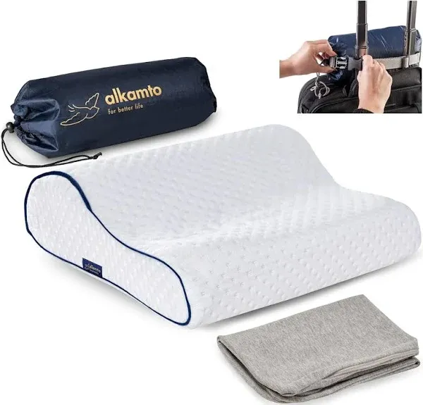 alkamto Travel & Camping Comfortable Memory Foam Pillow with Extra Cotton