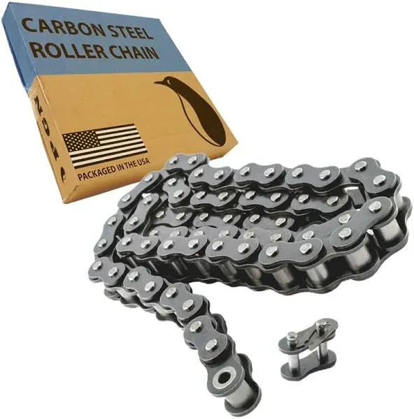 PGN #40 Roller Chain - 5 Feet + Free Connecting Link - Carbon Steel Chains for Bycicles, Mini Bikes, Motorcycles, Go-Karts, Home and Industrial Machinery - 119 Links