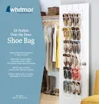 WHITMOR 24 Pockets Door Shoe Organizer Over the- Door Clear Plastic Bag 