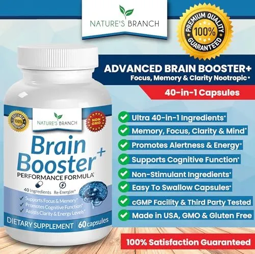 Advanced Brain Booster Supplements  41 Ingredients Memory Focus Clarity Vitamins