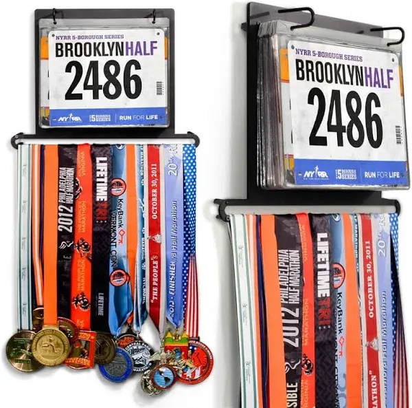 Gone for A Run BibFOLIO Plus Race Bib and Medal Display , Wall Mounted - Displays Up to 24 Medals and 100 Race Bibs