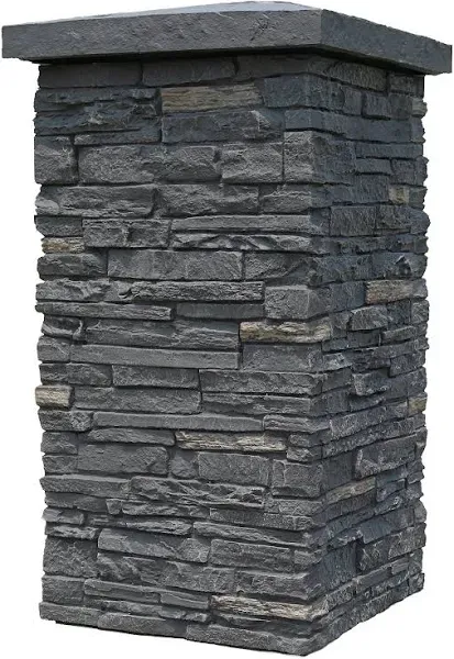 NextStone Faux Polyurethane Stone Column Wrap - Onyx - for Home Improvement/DIY Friendly (Quantity 1 = 4 Interlocking Sides)