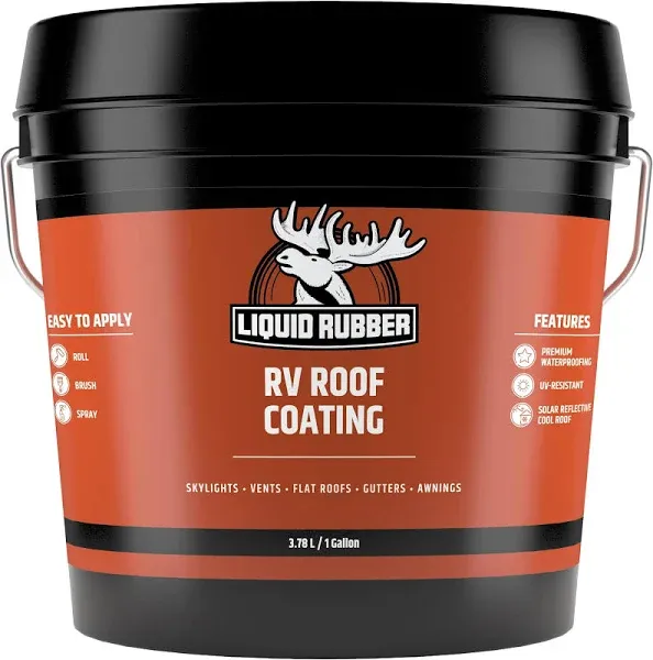 Liquid Rubber RV Roof Coating - Solar Reflective Sealant, Trailer and Camper Roof Repair, Waterproof, Easy to Apply, Brilliant White,1 Gallon