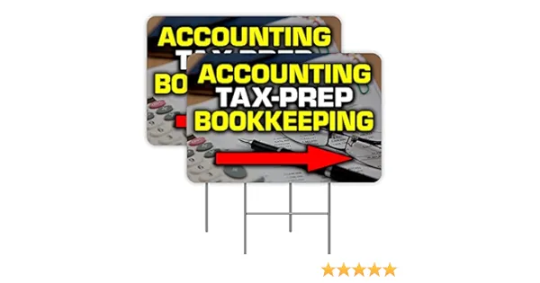 2 Pack Accounting Tax-Prep Bookkeeping Yard Sign