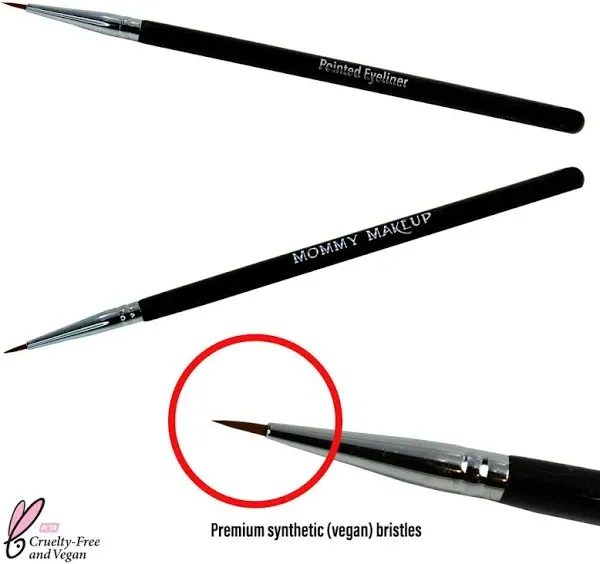 Pointed Eyeliner Brush - Fine Point Premium Synthetic Vegan Bristles, Easy to Control Precise Eyeliner Brush for Flawlessly Defined Look, Hand-Cut Gel Eyeliner Brush by Mommy Makeup