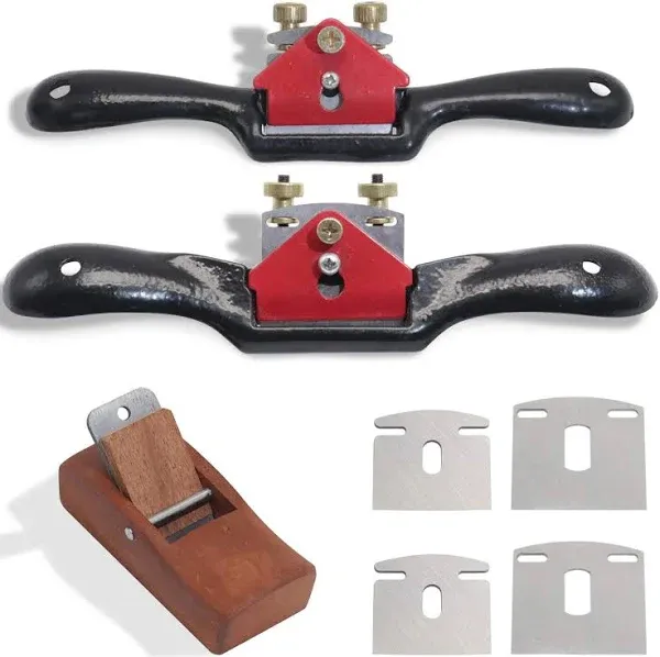 2pcs Adjustable SpokeShave with Flat Base, 6pcs Metal Blade and 1pcs Portable Woodworking Planes Wood Working Hand Tool Perfect for Wood Craft, Wood Craver, Wood Working