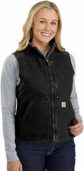 Carhartt Women's Washed Duck Sherpa Lined Mock Neck Vest