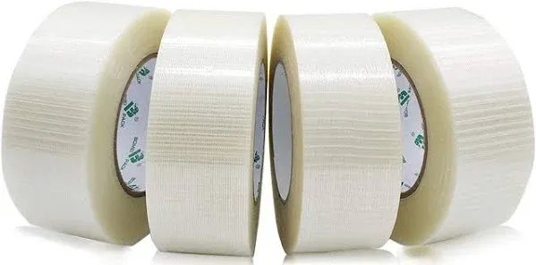 4Rolls Bi Directional Filament Tape, Fiberglass Reinforced Strapping Tape, 6....