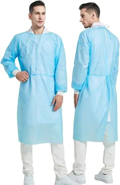 Protectx Disposable Breathable Polypropylene Isolation Gown with Elastic Knit Cuffs