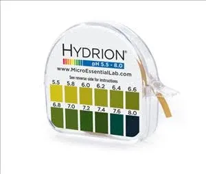 HYDRION pH 15 Foot Roll with Chart and Dispenser 5.5-8.0 pH Range