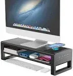 STARSIKI 2 Tiers Monitor Stand with Auto Charging Pad, Monitor Riser with 4 USB 3.0 Hub Ports, Metal Desk Stand with Storage, Screen Raiser for Desktop