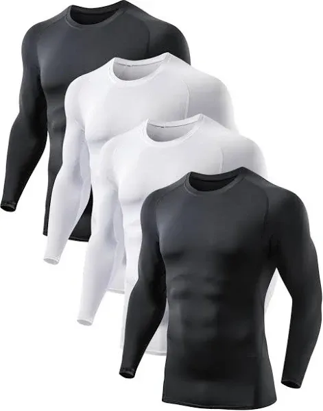 5 or 4 Pack Compression Shirts for Men Long Sleeve Athletic Cold Weather Base Layer Undershirt Gear T Shirt for Workout