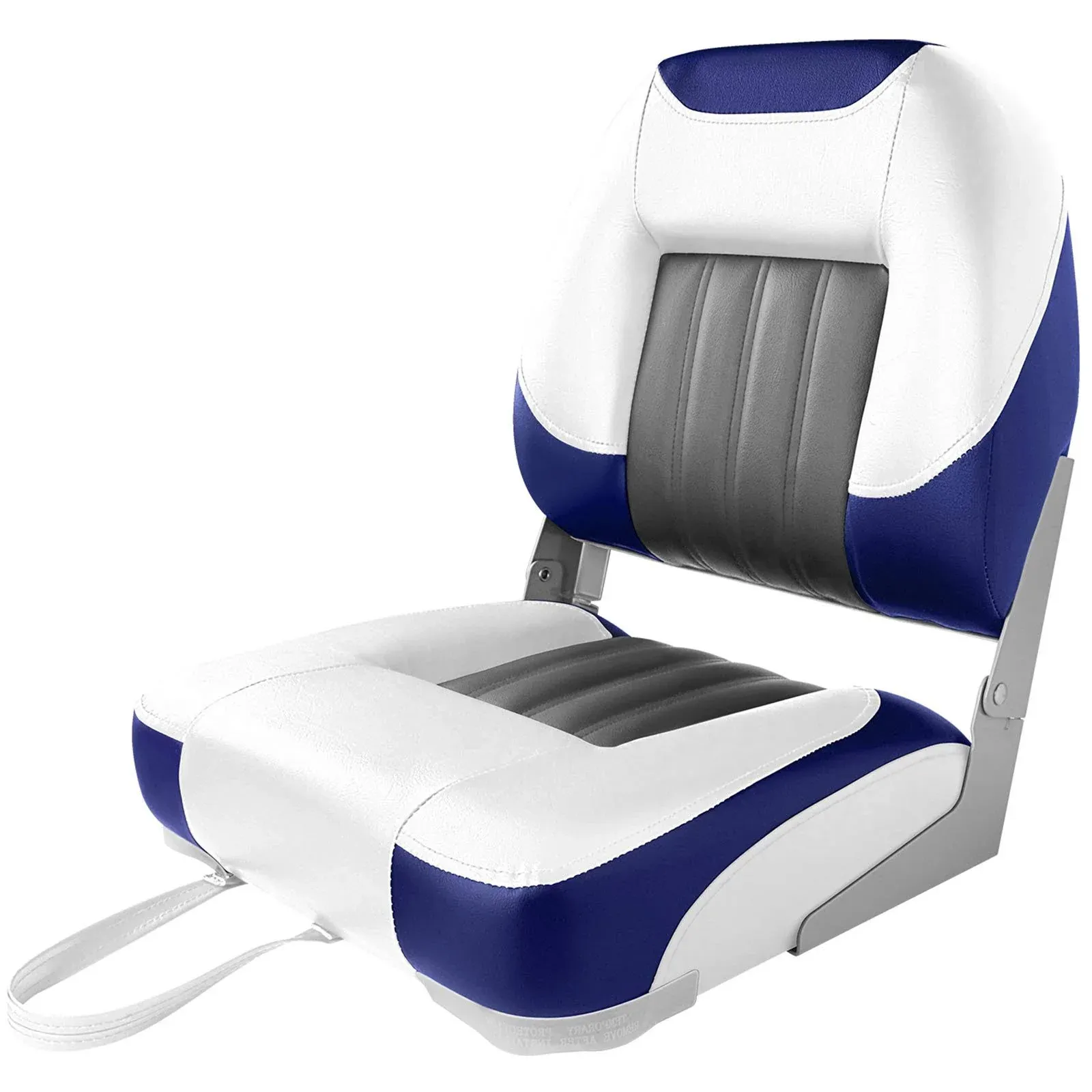 Deluxe Low Back Boat Seat Fold-Down Fishing Boat Seat 2 Seats C-White/Charco<wbr/>al