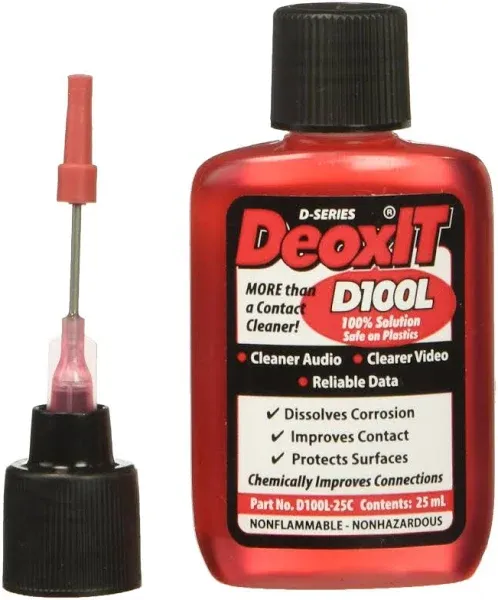 DeoxiT D100L-25C Metal Contact Cleaner, Enhancer, 25 ml Needle Dispenser -