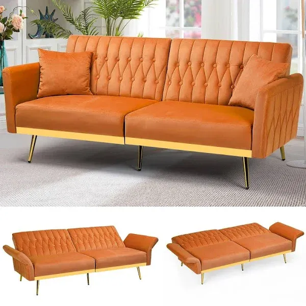 Acmease 70 Velvet Futon Sofa Bed