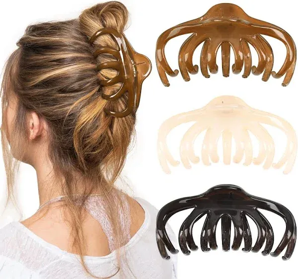 YANIBEST 5.1″ Inche Large Octopus Hair Claw Clips Non-Slip Ponytail for Women Thick Hair and Long Hair | Chic Hair Styling Accessories for Girls, 3 pcs