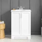 Ren Selections Travis 24 in. White Bathroom Vanity with Undermount Oval Sink and