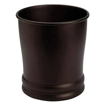 iDesign Olivia Steel Wastebasket Trash Can Bronze with a non-skid foam base