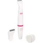 Clio PALMPERFECT Pro Series Bikini Trimmer for Women - Includes Foil Shaver and Exfoliating Brush Head - Cordless Hair Removal Electric Razor