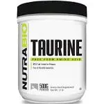 NutraBio Taurine Supplement Powder, Better Energy Levels & Digestion, Reduce Muscle Cramps, 500 Grams - 1000mg Serving