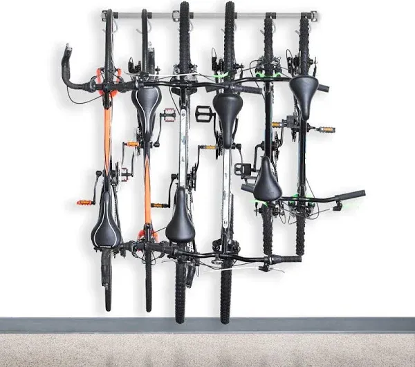 Monkey Bars Gray 6-Bike Wall Mounted Garage Bike Rack 01006