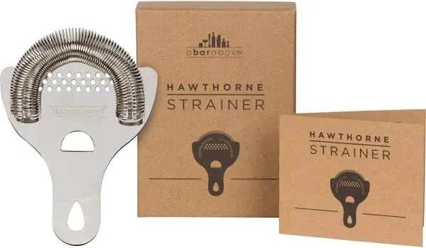 A Bar Above Hawthorne Strainer for Cocktails – Bar Strainer Cocktail w/High Density Spring – Mirrored Stainless Steel Finish Drink Strainer - Cocktail Strainer for Boston Shakers & Mixing Glasses