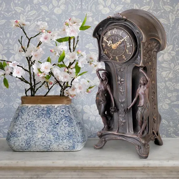 Design Toscano Dual Maiden Art Nouveau Mantelpiece Clock