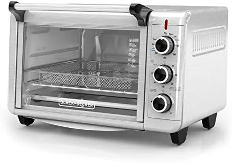 BLACK+DECKER 6-Slice Crisp &#039;N Bake Air Fry Toaster Oven, TO3215SS, 5 Cooking Fun