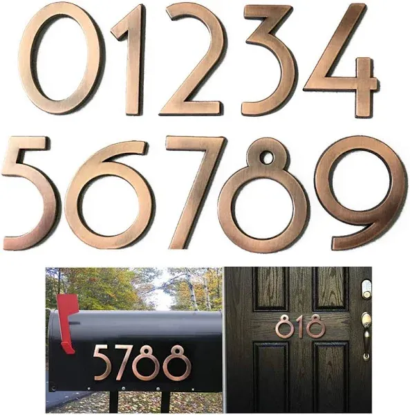 Diggoo 20 Pack Mailbox Numbers 0-9, 2.76 Inch High, Door Address Numbers Stickers for Apartment, House, Room, Office, Cars, Trucks, Bronze Plating Process Number Sign